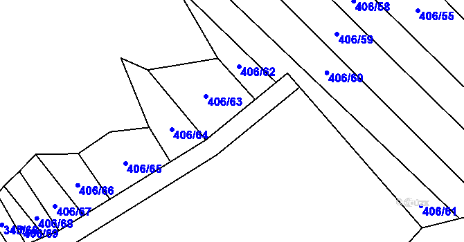 Parcela st. 406/13 v KÚ Neslovice, Katastrální mapa