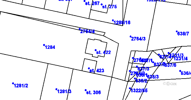 Parcela st. 422 v KÚ Neslovice, Katastrální mapa