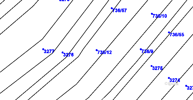 Parcela st. 736/12 v KÚ Neslovice, Katastrální mapa