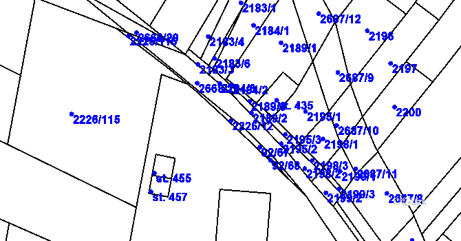 Parcela st. 2226/12 v KÚ Neslovice, Katastrální mapa