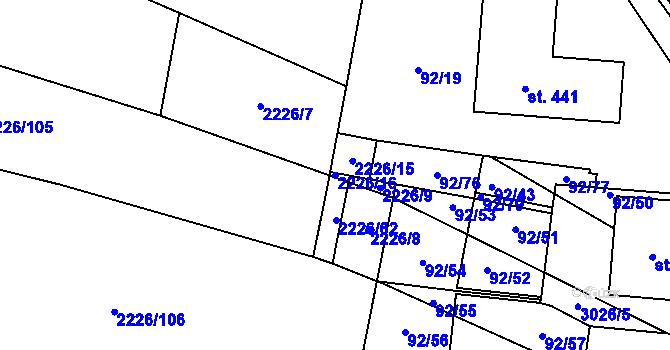Parcela st. 2226/16 v KÚ Neslovice, Katastrální mapa