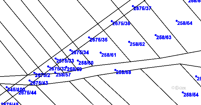Parcela st. 258/61 v KÚ Neslovice, Katastrální mapa