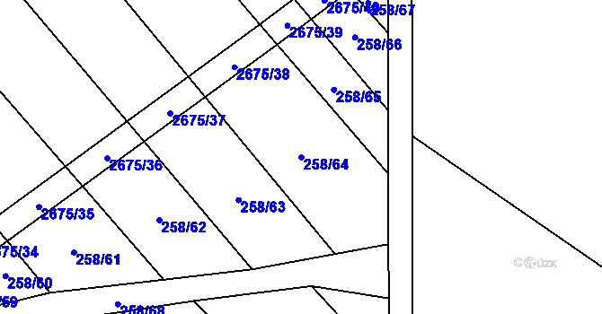 Parcela st. 258/64 v KÚ Neslovice, Katastrální mapa