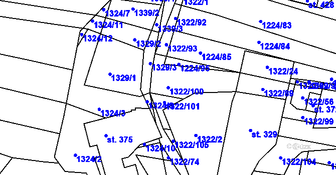 Parcela st. 1322/100 v KÚ Neslovice, Katastrální mapa