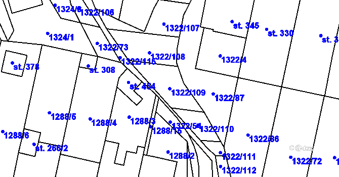 Parcela st. 1322/109 v KÚ Neslovice, Katastrální mapa