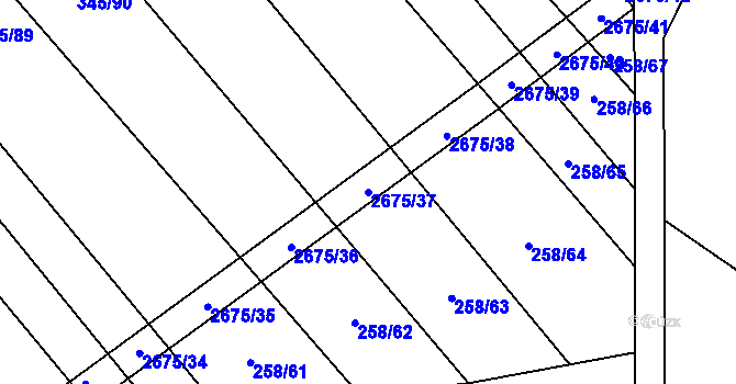 Parcela st. 2675/37 v KÚ Neslovice, Katastrální mapa