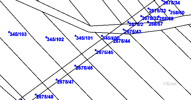 Parcela st. 2675/45 v KÚ Neslovice, Katastrální mapa