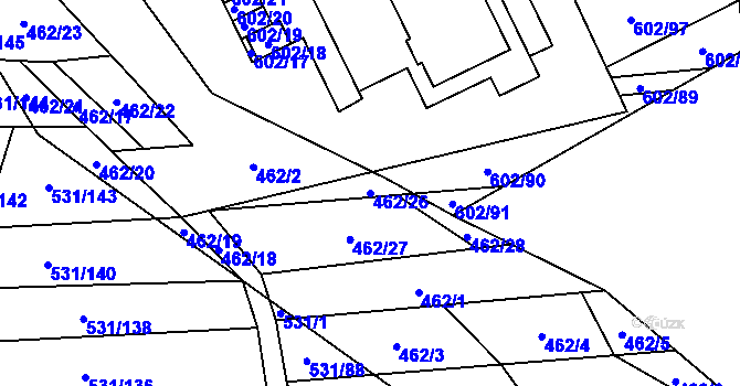 Parcela st. 462/26 v KÚ Neslovice, Katastrální mapa