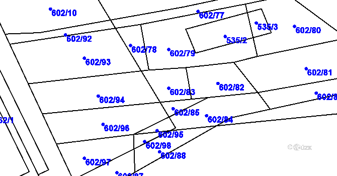 Parcela st. 602/83 v KÚ Neslovice, Katastrální mapa