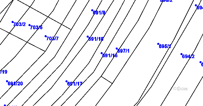 Parcela st. 691/16 v KÚ Neslovice, Katastrální mapa