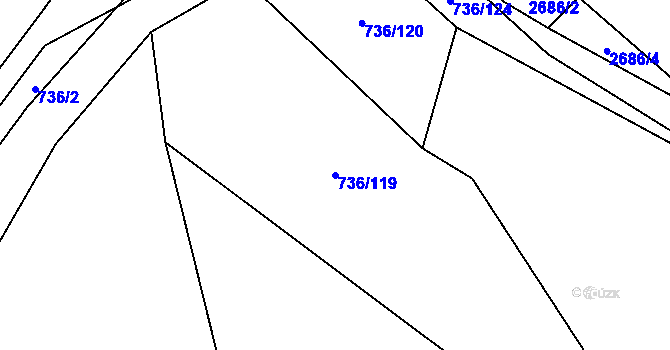 Parcela st. 736/119 v KÚ Neslovice, Katastrální mapa
