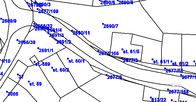 Parcela st. 2677/166 v KÚ Neslovice, Katastrální mapa