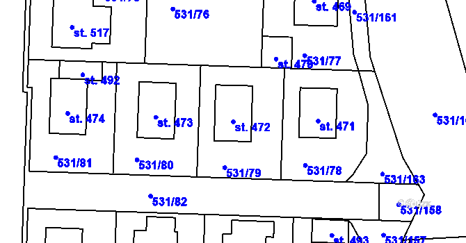 Parcela st. 472 v KÚ Neslovice, Katastrální mapa
