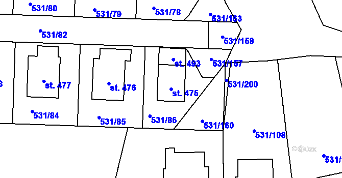 Parcela st. 475 v KÚ Neslovice, Katastrální mapa