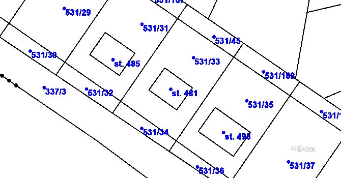 Parcela st. 481 v KÚ Neslovice, Katastrální mapa
