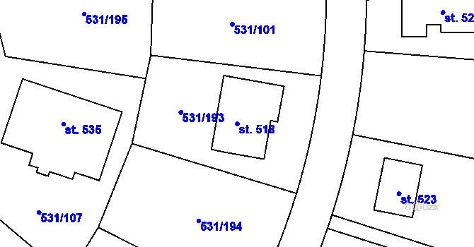 Parcela st. 518 v KÚ Neslovice, Katastrální mapa