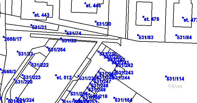 Parcela st. 531/238 v KÚ Neslovice, Katastrální mapa
