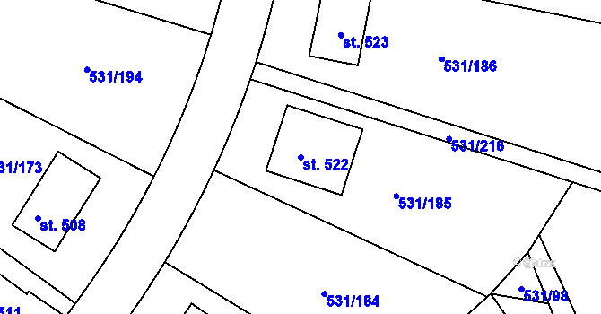 Parcela st. 522 v KÚ Neslovice, Katastrální mapa
