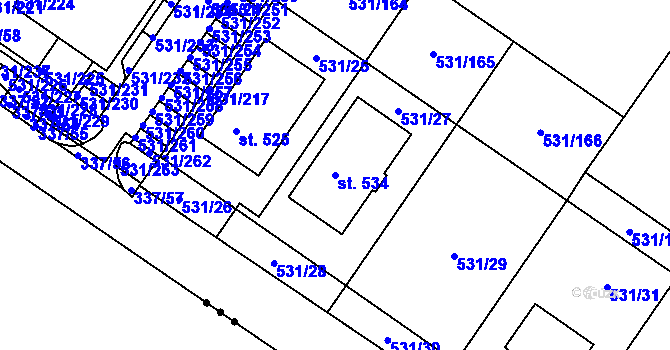 Parcela st. 534 v KÚ Neslovice, Katastrální mapa
