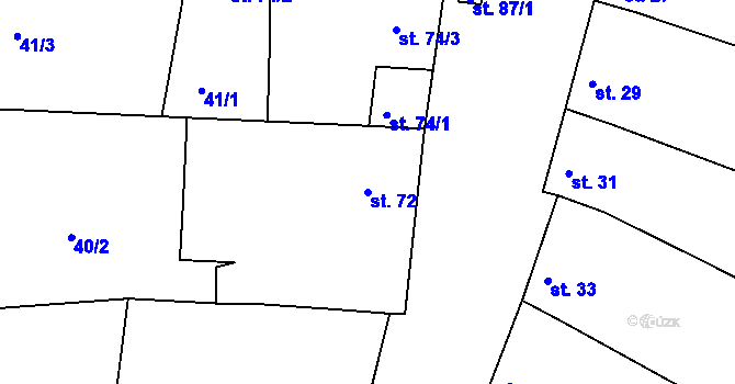 Parcela st. 72 v KÚ Letošov, Katastrální mapa