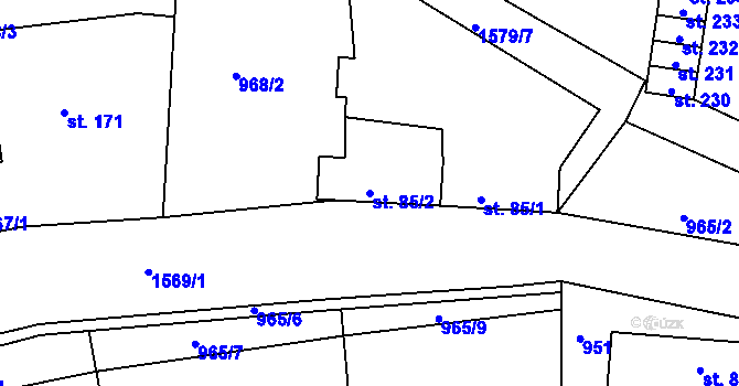 Parcela st. 85/2 v KÚ Letošov, Katastrální mapa