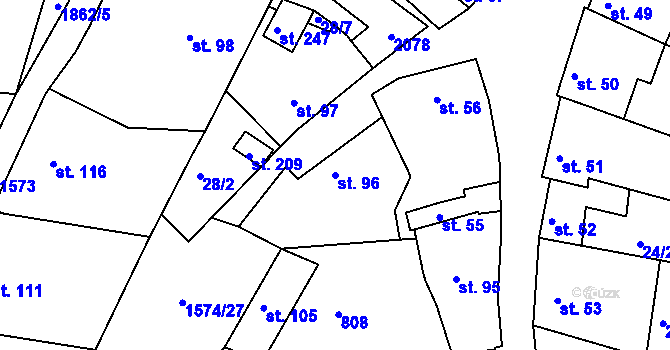 Parcela st. 96 v KÚ Letošov, Katastrální mapa