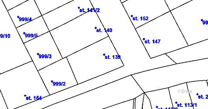 Parcela st. 139 v KÚ Letošov, Katastrální mapa