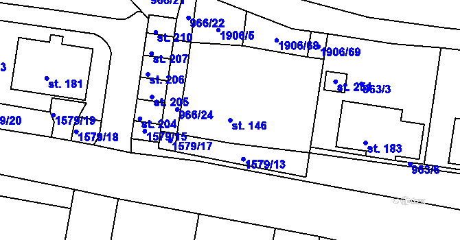 Parcela st. 146 v KÚ Letošov, Katastrální mapa
