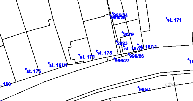 Parcela st. 175 v KÚ Letošov, Katastrální mapa