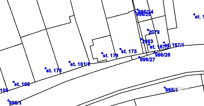 Parcela st. 179 v KÚ Letošov, Katastrální mapa