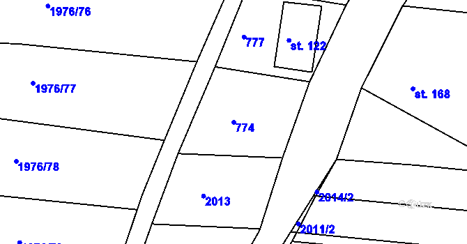 Parcela st. 774 v KÚ Letošov, Katastrální mapa