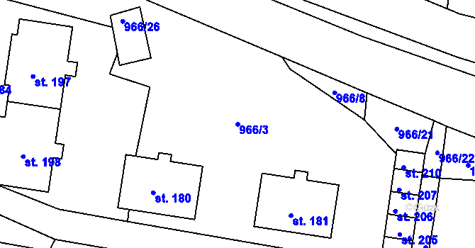 Parcela st. 966/3 v KÚ Letošov, Katastrální mapa