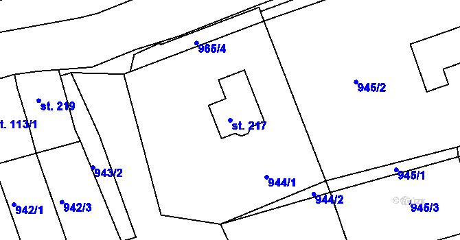 Parcela st. 217 v KÚ Letošov, Katastrální mapa