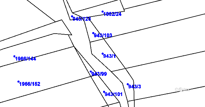 Parcela st. 943/1 v KÚ Letošov, Katastrální mapa