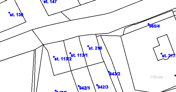 Parcela st. 219 v KÚ Letošov, Katastrální mapa