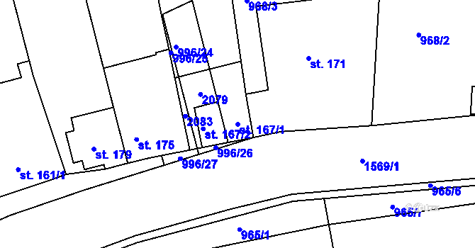 Parcela st. 167/1 v KÚ Letošov, Katastrální mapa