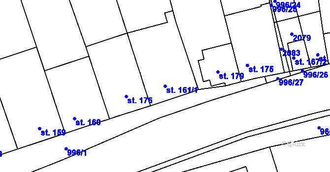 Parcela st. 161/1 v KÚ Letošov, Katastrální mapa