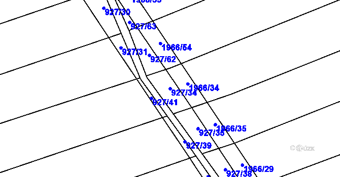Parcela st. 927/34 v KÚ Letošov, Katastrální mapa