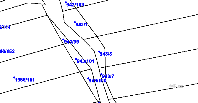 Parcela st. 943/3 v KÚ Letošov, Katastrální mapa