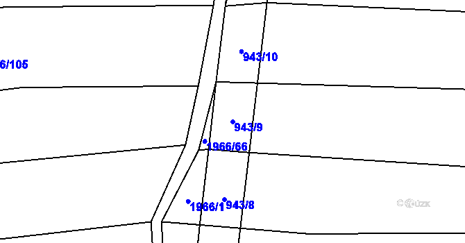 Parcela st. 943/9 v KÚ Letošov, Katastrální mapa