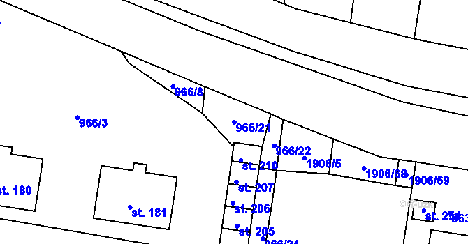 Parcela st. 966/21 v KÚ Letošov, Katastrální mapa