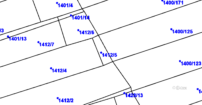 Parcela st. 1412/5 v KÚ Letošov, Katastrální mapa