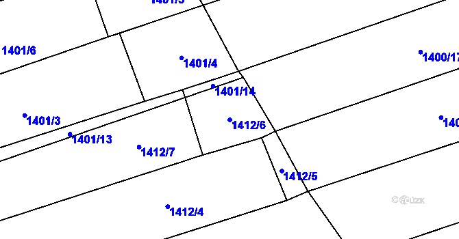 Parcela st. 1412/6 v KÚ Letošov, Katastrální mapa