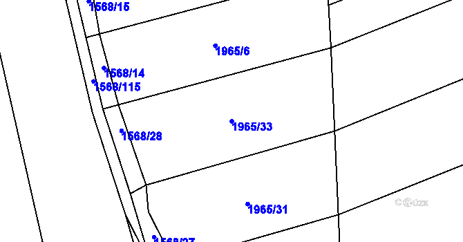 Parcela st. 1965/33 v KÚ Letošov, Katastrální mapa