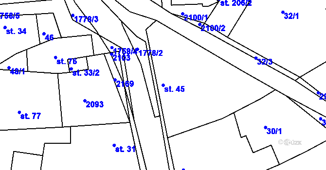 Parcela st. 45 v KÚ Nesovice, Katastrální mapa