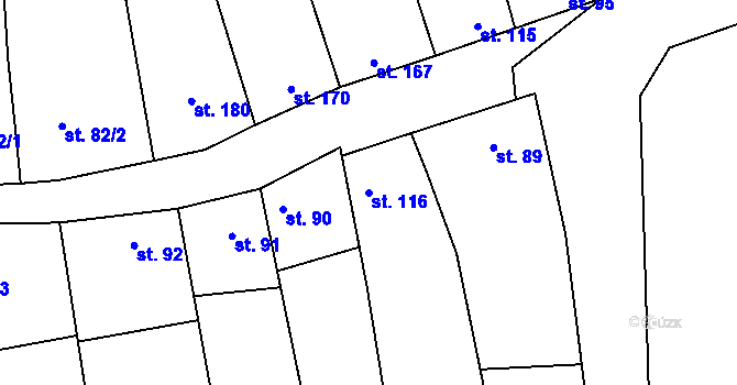 Parcela st. 116 v KÚ Nesovice, Katastrální mapa