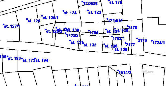 Parcela st. 132 v KÚ Nesovice, Katastrální mapa