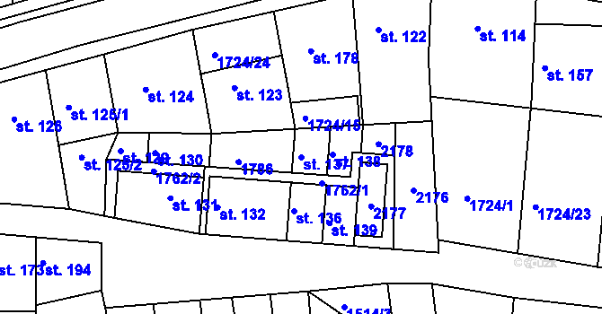 Parcela st. 137 v KÚ Nesovice, Katastrální mapa