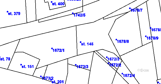 Parcela st. 145 v KÚ Nesovice, Katastrální mapa