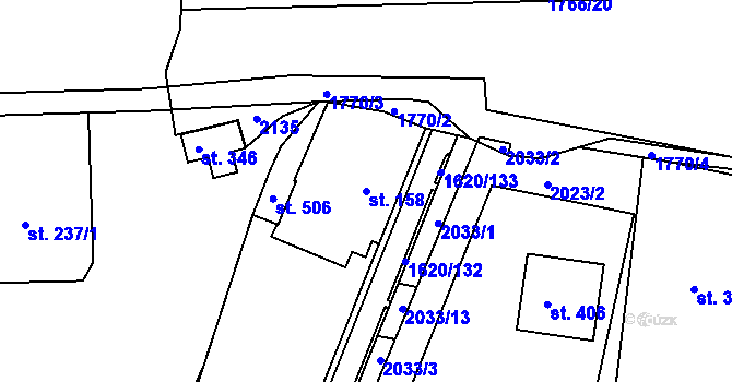 Parcela st. 158 v KÚ Nesovice, Katastrální mapa